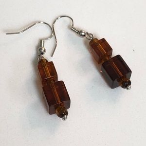 Whiskey glass cube earrings